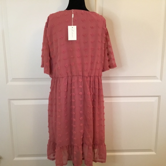 Women’s Plus Size Swiss Dot Chiffon Midi A Line Cocktail Dress - Picture 5 of 8